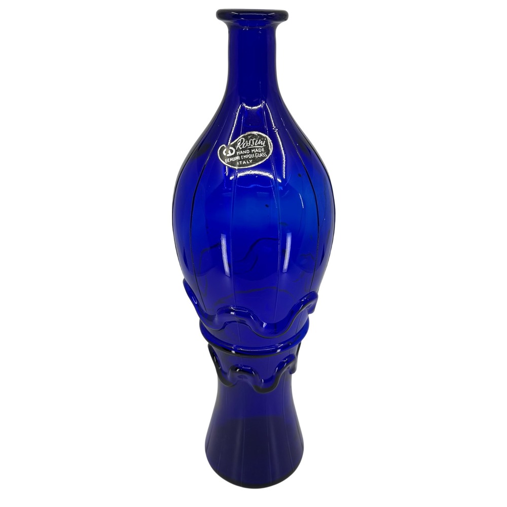Vintage ROSSINI EMPOLI Glass‎ Genie Bottle Cobalt Blue Decanter No Stopper
